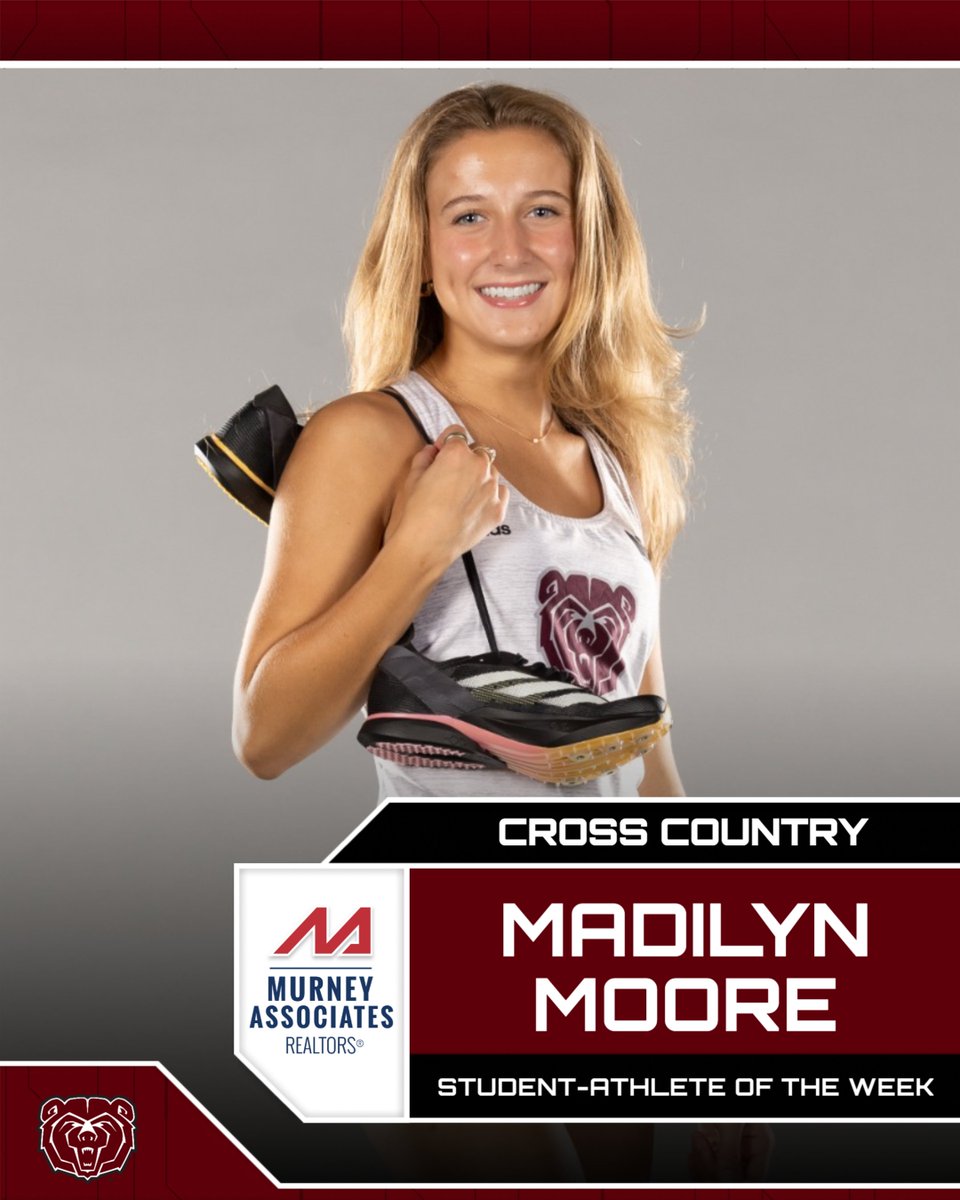 The #MoState Athletics Student-Athlete of the Week presented by Murney Associates, Realtors is Madilyn Moore! 🐻 

#GoBears | <a href="/MoStateXCTF/">Missouri State Cross Country and Track & Field</a>