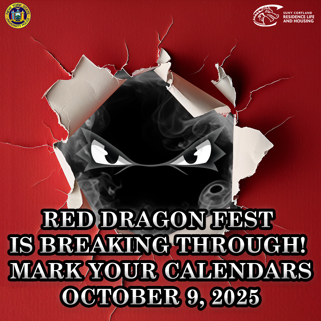 CortlandResLife's tweet photo. 🚨 Red Dragon Fest is BREAKING THROUGH! 🚨

🗓️ Mark your calendars:
Thurs, Oct 9, 2025
📍 Bishop, Glass, and Shea Quad
🕐 1 PM – 4 PM

🎃 Games, treats, music, Blaze, and much more you won’t want to miss it!

📢 Spread the word!
https://t.co/k9bofebTlm
#reddragonfest https://t.co/WiEQ3wGUNV