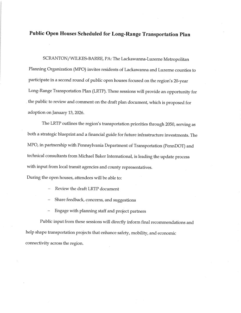 PlanningCounty's tweet image. Please join us at a Long-Range Transportation Plan Open House. Public input will help drive final plan recommendations &amp;amp; advance future transportation projects aimed at improving safety, mobility and economic competitiveness.  Hope to see you there!