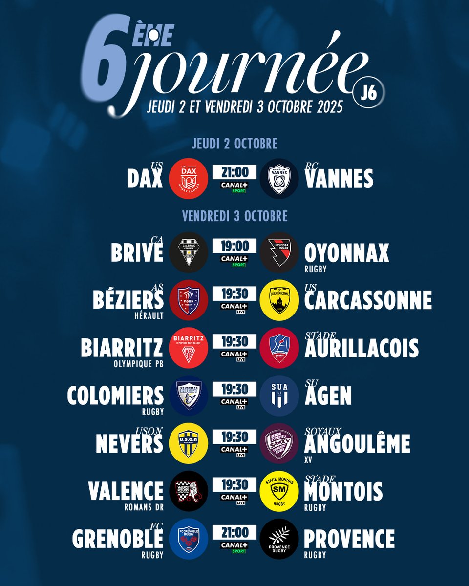 La programmation des dates et horaires de la 6e journée de #PROD2 est désormais connue ! 🗓️⏰📺