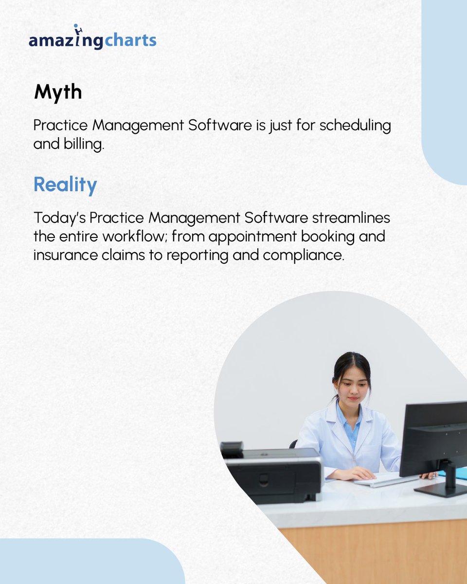 AmazingCharts's tweet image. Small and independent practices often assume Practice Management software is too complex. The reality is, it’s built to make your workflows easier and reduce administrative burden.
Know more:hubs.ly/Q03GqMDc0
#PracticeManagementSoftware #HealthcareSolutions