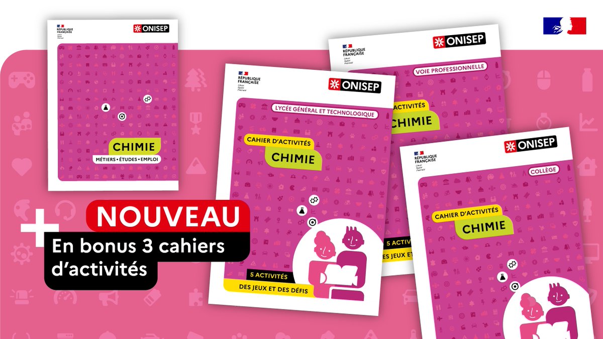 📌Vient de paraître : #CHIMIE, coll. Parcours #Onisep
🔎Des interviews de pros, des infos sur les #métiers, les #formations et l'#emploi
📙En bonus : 3 cahiers d'activités pour élèves #collège #LEGT #voiepro
💻À découvrir sur onisep-fr 👉 librairie.onisep.fr 
#orientation
