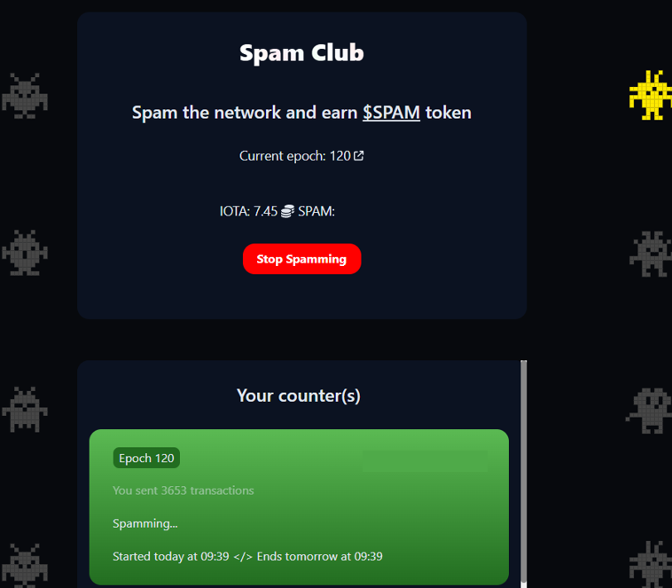 MyrDani's tweet photo. Just turned my IOTAs into a spam cannon 🚀 Currently flooding the mainnet with transactions in epoch 120. 3,653 tx and counting… 💣 #IOTA #SPAM #MainnetMadness 🔥🔥🔥🔥 https://t.co/VN4s9RL5ol