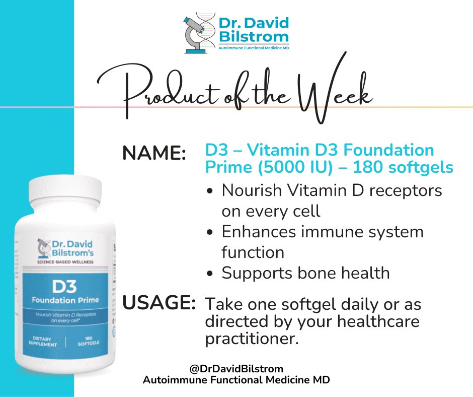 ☀️ The foundation of everything?
Vitamin D3. And this is the form your body’s been waiting for.

🧬 Every cell in your body has a Vitamin D receptor. Let’s feed them right.

👉 drdavidbilstrom.com/product/d3-fou…

#VitaminD3 #DrBilstrom