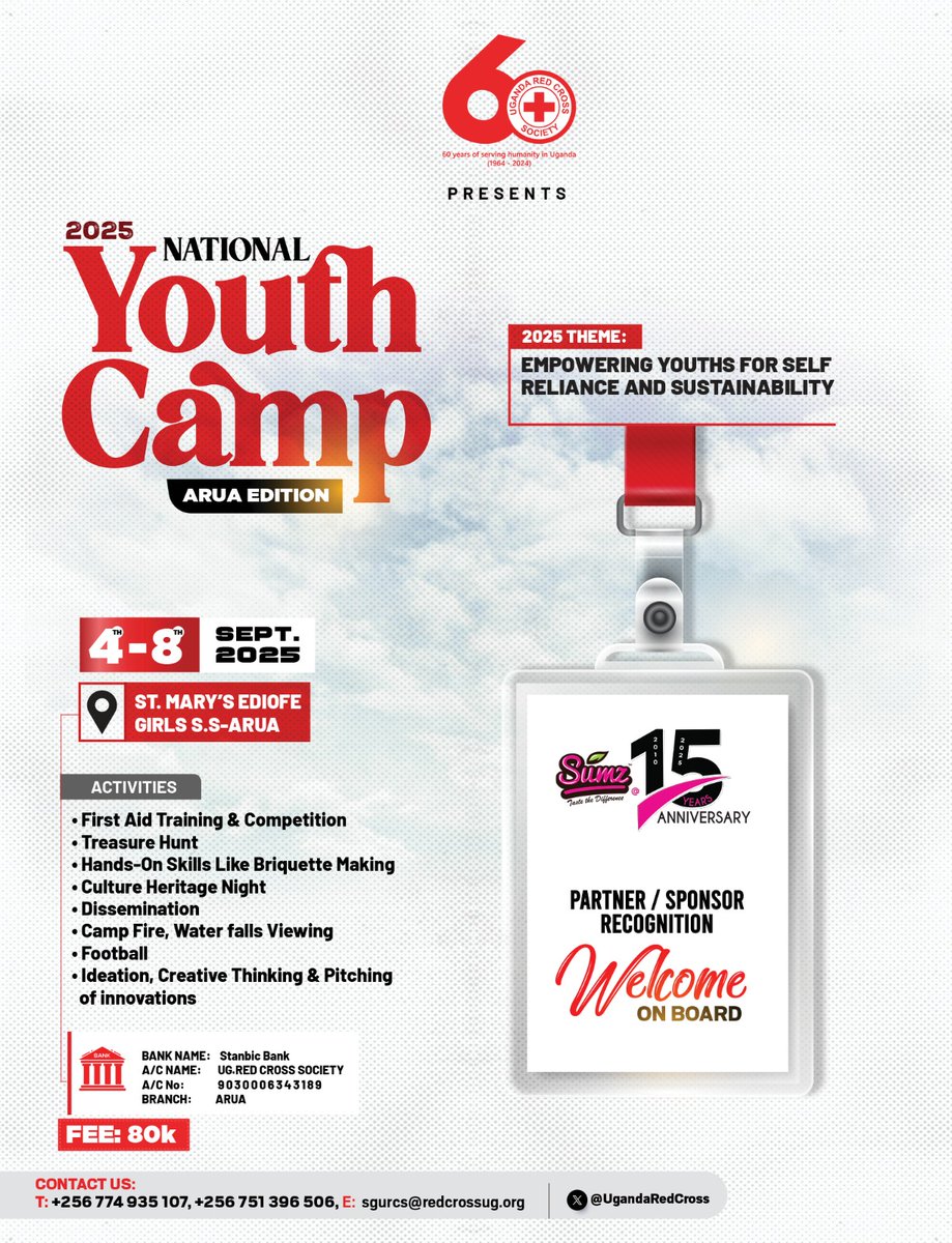 Bacteria is very much ready for some yummy  <a href="/sumz_snacks/">SUMZ</a> come 4th-8th for the  <a href="/UgandaRedCross/">Uganda Red Cross Society</a> National Youth Camp 2025 Arua.

Thank You  <a href="/sumz_snacks/">SUMZ</a> for supporting us.

#YouthCamp2025😋<a href="/UgandaRedCross/">Uganda Red Cross Society</a>