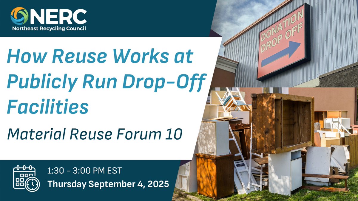 Join us Thursday, September 4th from 1:30 - 3:00 PM ET where we will be joined by experts from Resource Renew and Wachusett Watershed Regional Recycling Center.  

Register now: nerc.org/how-reuse-work…