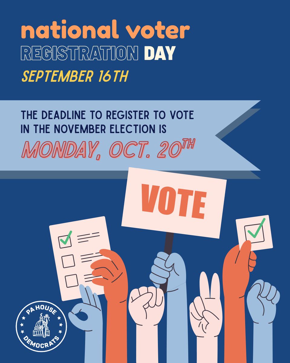 RepDanWilliams's tweet image. Today is National Voter Registration Day! Make your voice heard - register to vote and participate in shaping our future. 

Democracy depends on YOU now more than ever.