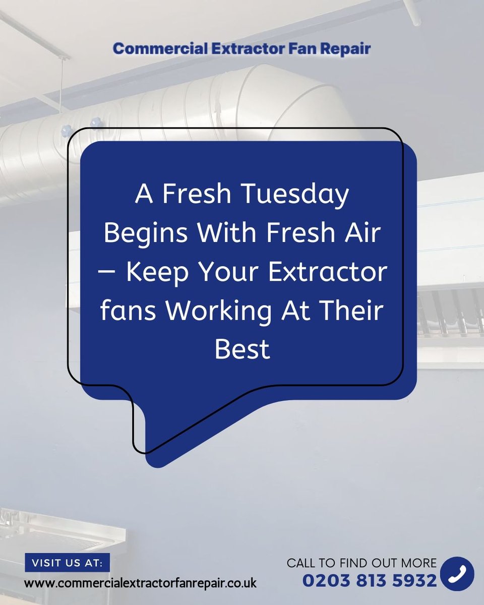 extfanrepair's tweet image. A Fresh Tuesday Begins With Fresh Air — Keep Your Extractor Fans Working At Their Best

We’re just a call away.0203 813 5932
commercialextractorfanrepair.co.uk

#FreshAirSolutions #ExtractorFanRepairs #CleanAirMatters #HealthySpaces #thicktrunktuesday #TongueOutTuesday #Tuesday