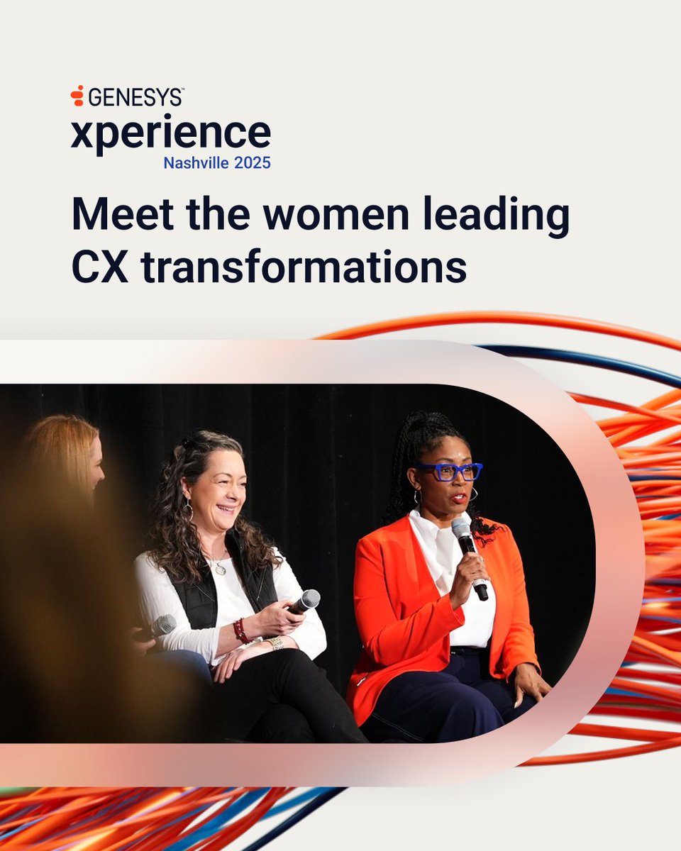 Genesys's tweet photo. Meet the women leading CX transformation at #Xperience25! 💥

These are can't-miss power panels featuring leaders across industries — and the globe. 

Dive into our sessions here: https://t.co/7wgob1YhFv https://t.co/zU2tL0nJrT