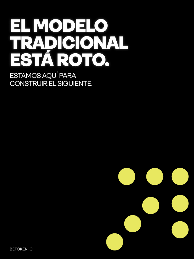 Betoken_io's tweet photo. 𝗘𝘀𝘁𝗼 𝗻𝗼 𝗲𝘀 𝗼𝘁𝗿𝗮 𝗺𝗮𝗿𝗰𝗮.

Es el inicio de un nuevo modelo.

Si estás cansado de las viejas reglas, este es tu sitio.

#BeToken #ElModeloEstáRoto https://t.co/INcizl9PsY