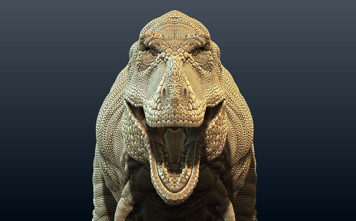 Sculpting finished! 
Here's my first attempt at making a t rex model, hope you like it!
Can't wait to to begin the texturing phase.

Same shots with darker material below⬇⬇⬇

#Paleoart #dinosaurs #jurassicpark #JurassicWorld📷 #Tyrannosaurus