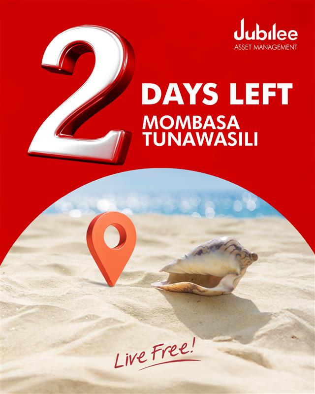2 Days Left to Go! Siri bado iko locked! ​

#MombasaTunawasili #JubileeAssetManagement​
 #TupoSite #JubileeMoneyMarketFund
