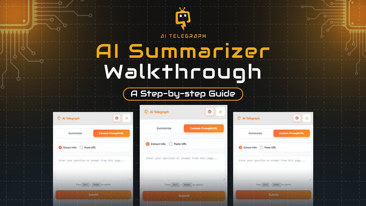AITG_Terminal's tweet image. 🛠️ New to the AI Telegraph Summarizer?

We’ve put together a quick walkthrough to get you started 👇

From installation to your first one-click summary, it’s all here.

Smarter reading is just a few steps away🚀

aitelegraph.xyz/blog/10