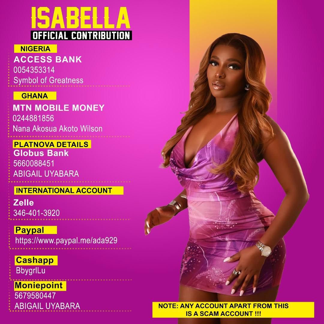 Wheatny_xo's tweet photo. If you love Isabella and want to see her in the FINALS, now’s the time to show it!

Please cast your support, and let’s push Isabella  into the FINALS! 

Please Vote Isabella🙏🏽 #BBNaija https://t.co/EVq15nday4