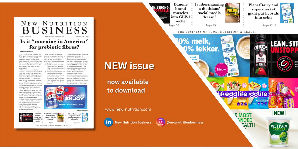 NNB September is here! In this month’s issue you will learn about the future of prebiotics, the power of quality protein, Beyond Meat’s latest makeover, fibermaxxing and much more. Get it here: buff.ly/4hsto6q

Not yet a subscriber? Let's fix that! buff.ly/Z4zOxEX