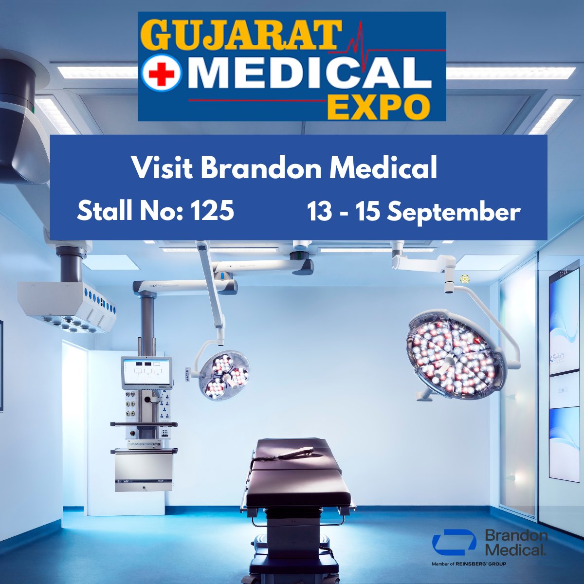 Brandon Medical is excited to announce that we will be exhibiting at the Gujarat Medical Expo 2025.

📅 13–15 September 2025
 📍 Vigyan Bhavan, Gujarat Science City, Ahmedabad

#GujaratMedicalExpo2025 #BrandonMedical #ReinsbergGroup #HealthcareInnovation