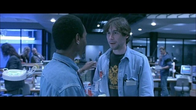 An engineer at the Cyberdyne Systems lab where the Skynet AI that caused Judgment Day was created.. Don't you notice anything?