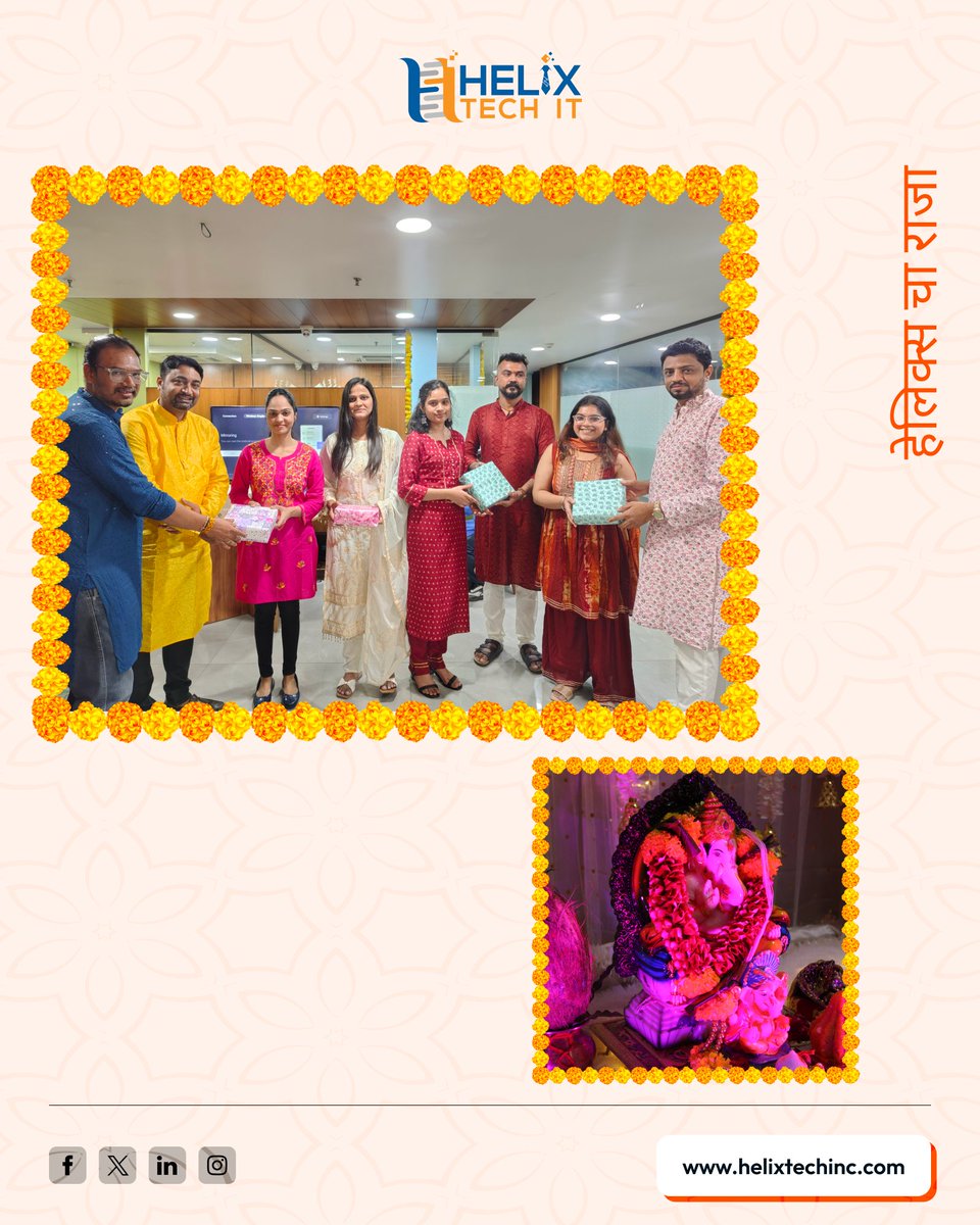 HelixTechIT's tweet image. Ganesh Chaturthi Celebration at Helix Tech IT Services!

Celebrating culture, togetherness, and devotion at work reminds us that festivals are not just about rituals, they are about creating memories, strengthening bonds, and sharing happiness.

#ganeshchaturthi #Ganeshotsav