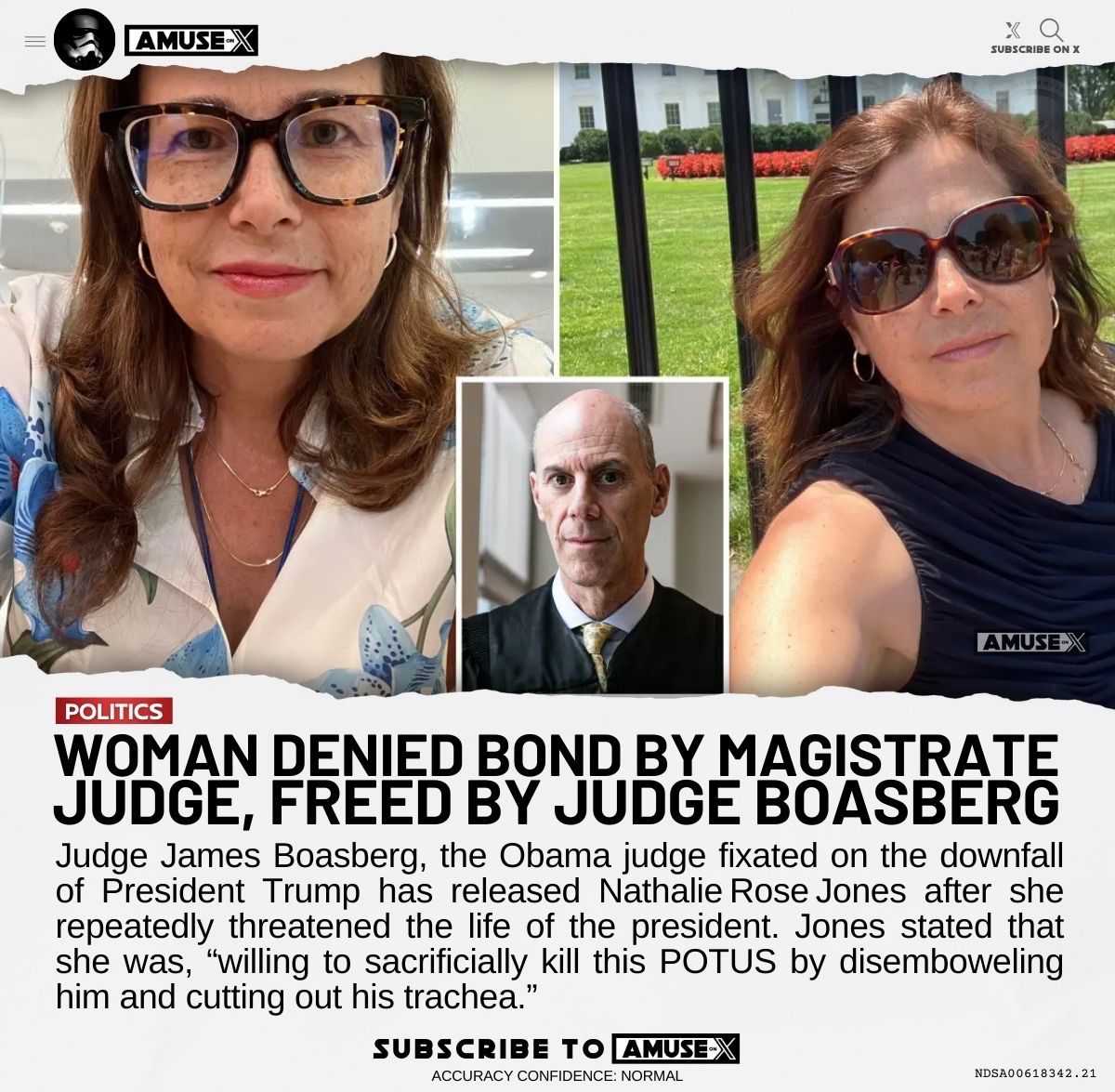 LAWFARE: NYC woman who detailed her plan to execute Trump was denied bail by Judge Upadhyaya. In a shocking and unexpected move Judge Boasberg stepped in to overturn her decision in his role as 'chief' judge. Boasberg, an Obama judge, has repeatedly ruled against the president