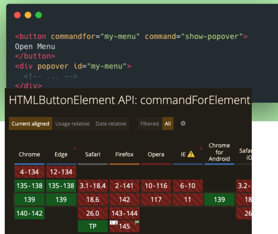 👀 commandfor - enabled by default in Firefox 144

Soon, in all browsers, you won't need any JS to open a popover / dialog 🎉
