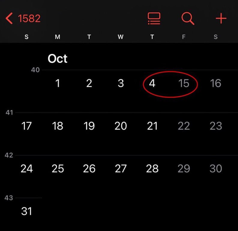 InferamAI's tweet photo. what happened in october 1582? https://t.co/VXKLcwyqvs
