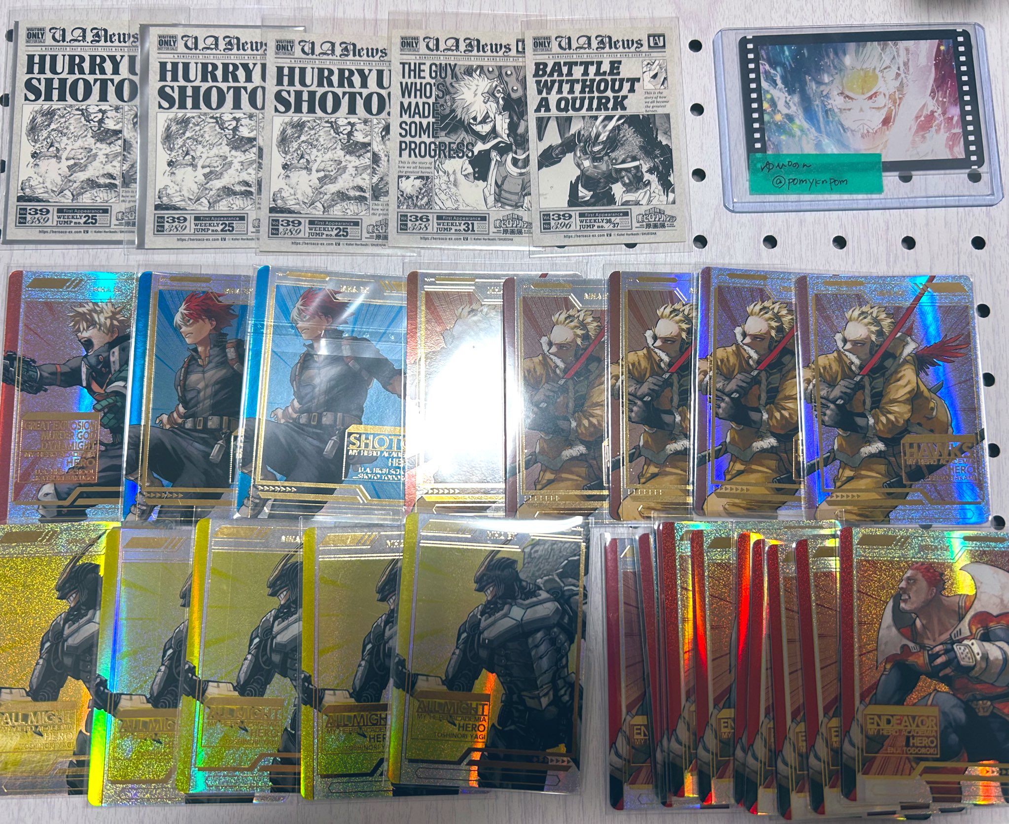 PSA6枚セット　ヒロアカ展 原画展 入場特典 コレクションカード コレクションカードセット」の中面のデザイン。 (c)堀越耕平