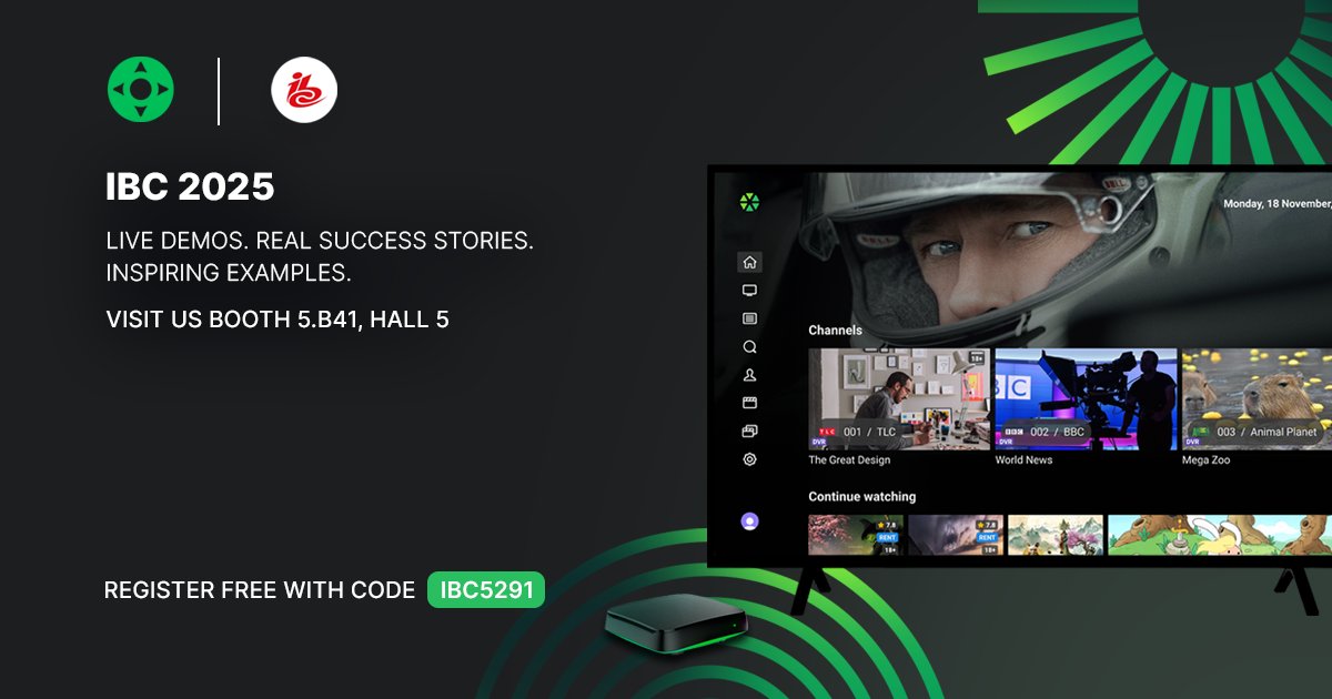 SmartLabsTV's tweet photo. ✨ Join us at #IBC2025 - experience live demos and operator success stories!

For OTT providers, broadcasters, and ISPs looking to scale existing video platforms — our solutions are designed to help.

📅 Book a meeting
https://t.co/7qghSYu3Jp
Register for free with code IBC5291 https://t.co/Pil9aNH5N6