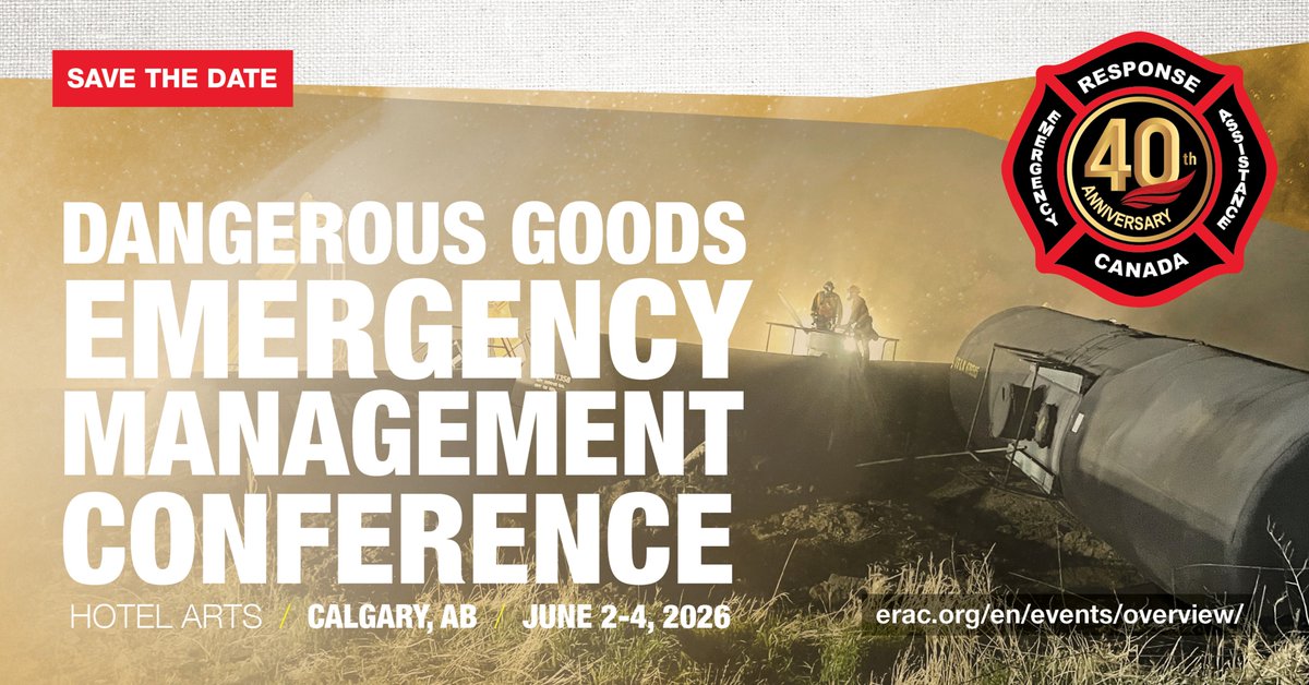 SAVE THE DATE!

ERAC is pleased to announce our 2026 Dangerous Goods Emergency Management Conference will be held on June 2-4, 2026, at Hotel Arts in Calgary, Alberta.

More details to come later this fall.