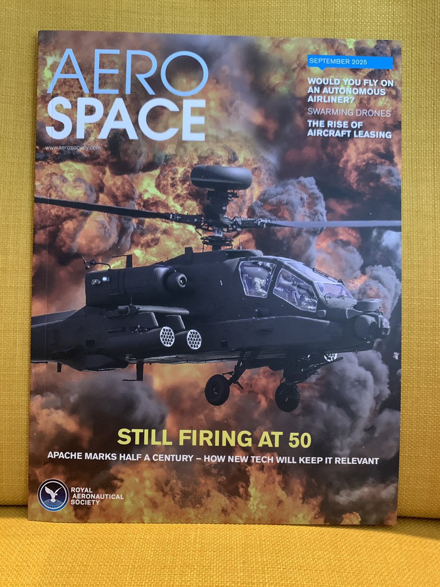 JackRich93's tweet photo. I’m really happy to say that for the second month in a row I’ve got the front page of the @AeroSociety magazine covering the @Boeing Apache. Is the gunship still relevant at 50? https://t.co/SDeZmoJpUI