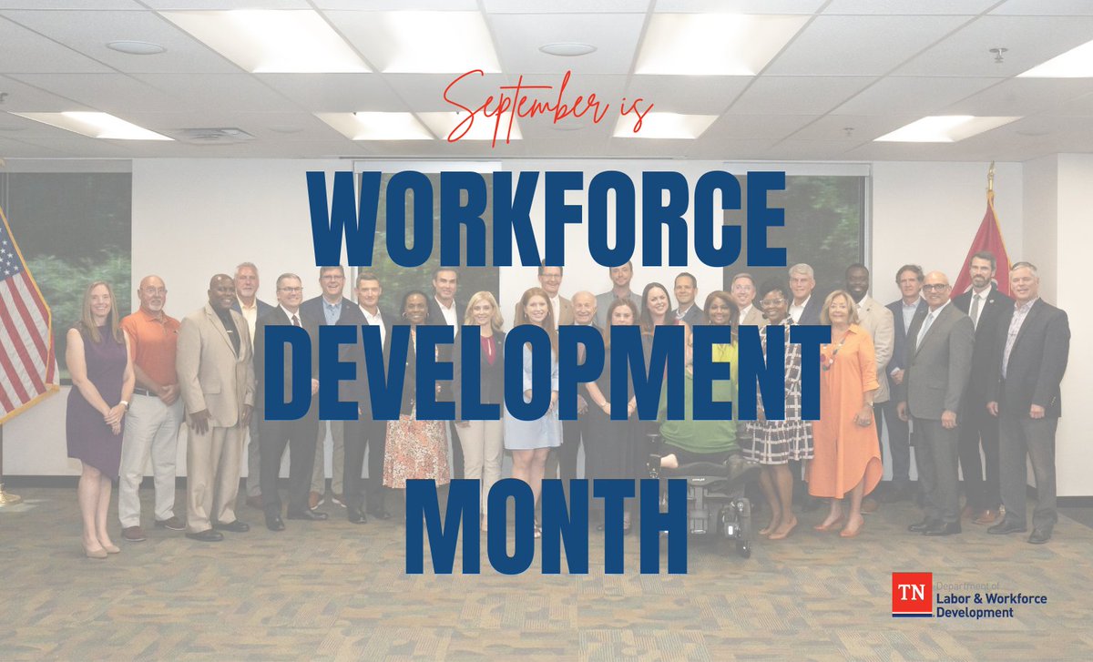 Jobs4_TN's tweet image. September is Workforce Development Month!
At the heart of this effort is the State Workforce Development Board, uniting leaders from across the state to align strategies and strengthen our workforce.
Tennessee Works because we work together.
#WorkforceDevelopmentMonth