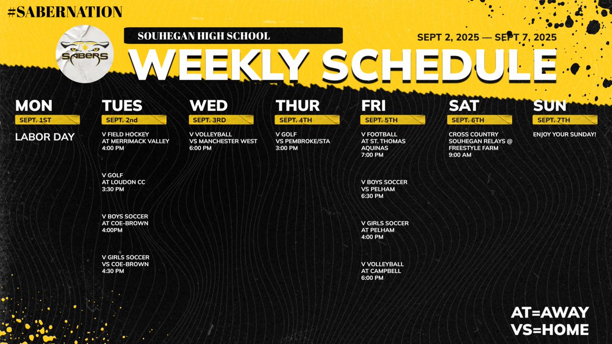 School is here and sports are in full swing! Check out this week in SHS Athletics! Come out and support your Sabers! #SaberNation