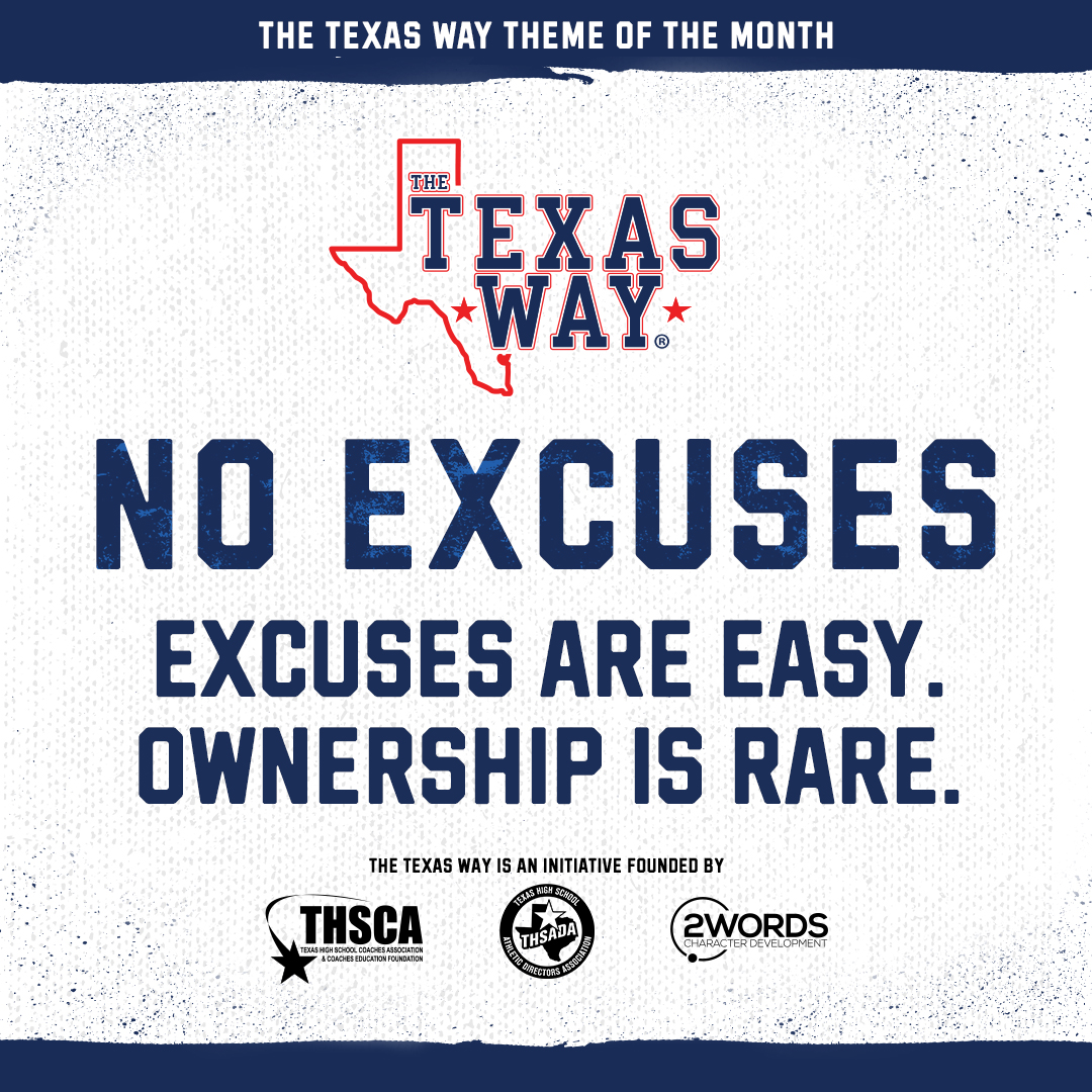 THSCA (@thscacoaches) on Twitter photo THE TEXAS WAY: SEPTEMBER MONTHLY EMPHASIS
As a state, we are going to emphasize the simple idea that there are NO EXCUSES for bad sportsmanship.
Join us in playing #TheTexasWay and download the September resources here➡️ bit.ly/4mNW9UY THE TEXAS WAY: SEPTEMBER MONTHLY EMPHASIS
As a state, we are going to emphasize the simple idea that there are NO EXCUSES for bad sportsmanship.
Join us in playing #TheTexasWay and download the September resources here➡️ bit.ly/4mNW9UY