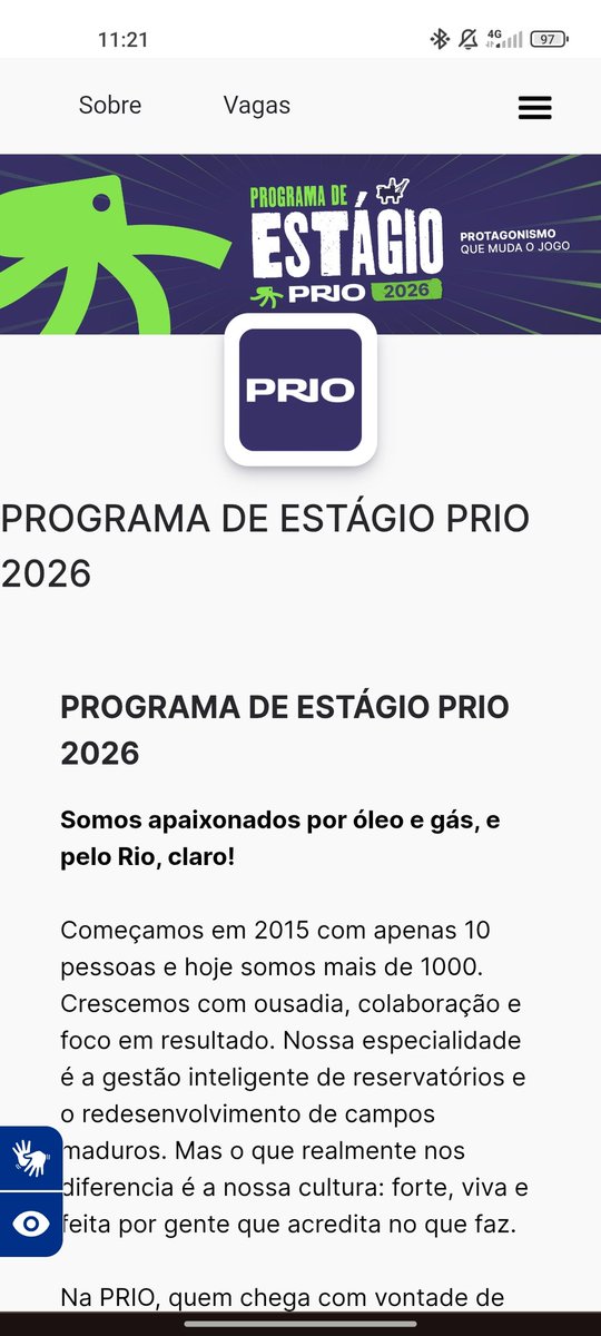 ⚡ Universitários do DDD RIO DE JANEIRO!

Programa de estágio presencial na PRIO.

- R$ 2.500,00 - Bolsa de estágio
- VT
- Plano de Saúde e Odontológico sem coparticipação e extensivo a dependentes 
- E muito mais

programadeestagioprio.gupy.io/jobs/9683713?j…

<a href="/vagasprajr/">Vagas pra Jr</a> <a href="/BolhaDevs/">#bolhadev</a>