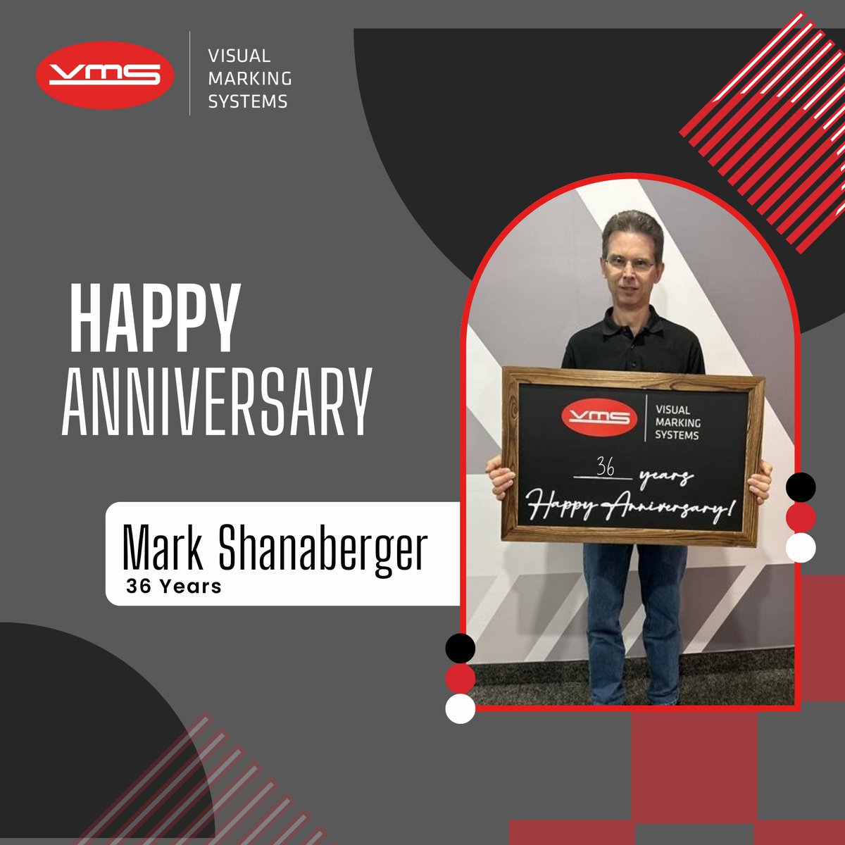 Happy work anniversary to Mark Shanaberger! Your 36 years of hard work and dedication have made a lasting difference at VMS. Congrats, Mark!

#WorkAnniversary #VMSFamily #36YearsStrong #MilestoneMoment