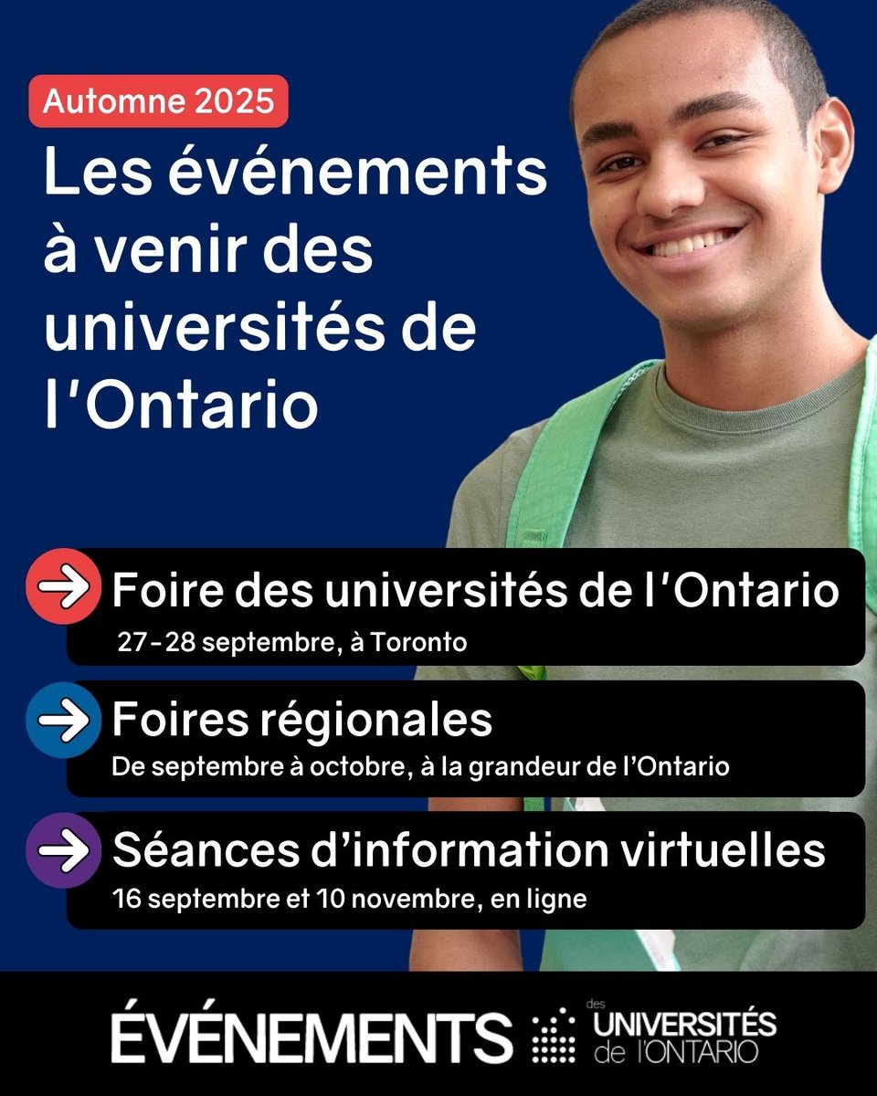 Bonne rentrée scolaire!

Vous envisagez d’aller à l’université, mais vous ne savez pas par où commencer?

Joignez les universités de l’Ontario dans le cadre de nos événements d’automne. Pour en savoir plus : ouevents.ca/fr.