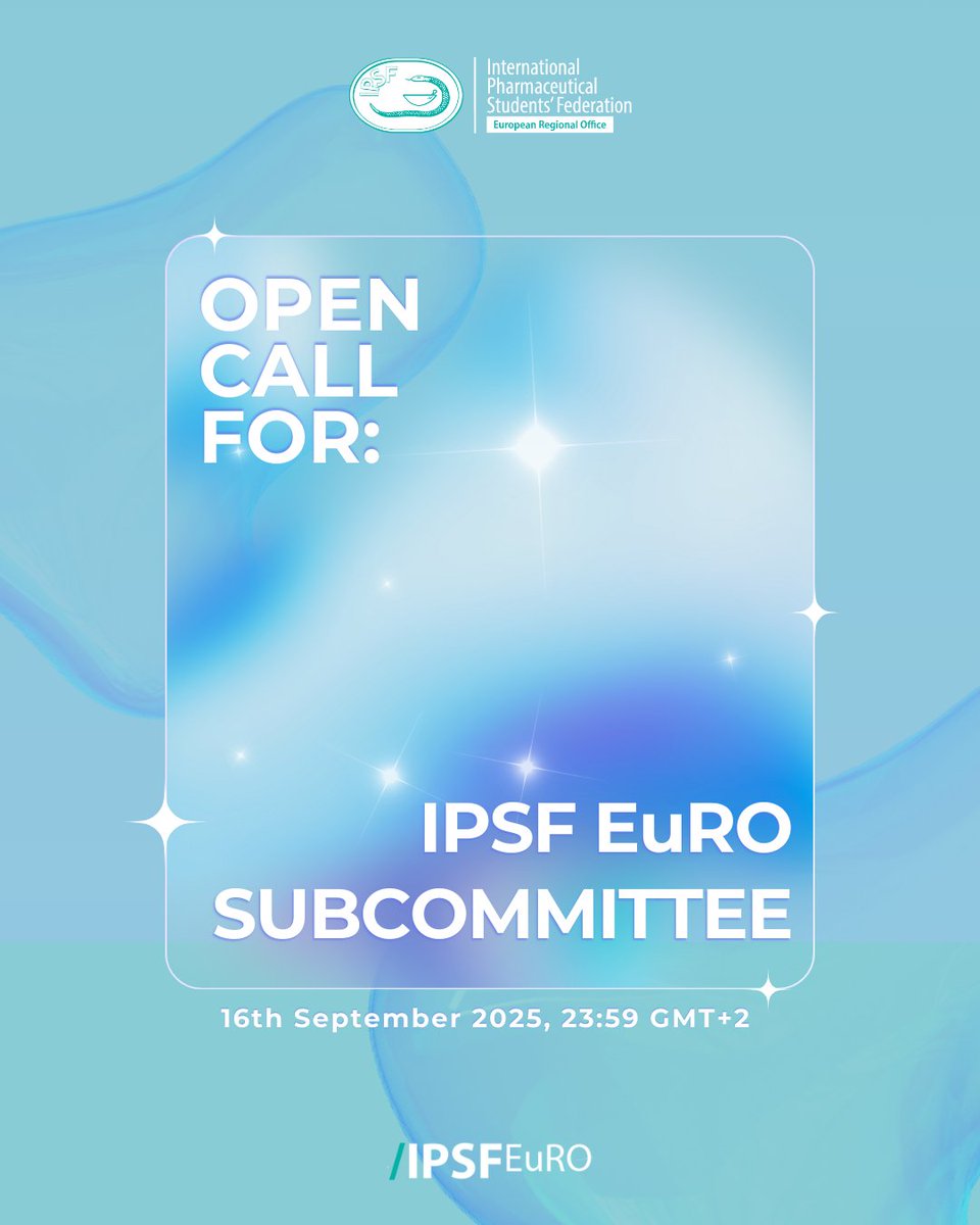 📢 Call for IPSF European Regional Office (EuRO) Subcommittee Members 2025–26 📢

🗓️ Deadline: Tuesday, 16th September 2025, 23h59 GMT+2

🧷 Call Document: drive.google.com/file/d/1cmkcXU…
🖨 Application Form: docs.google.com/forms/d/e/1FAI…