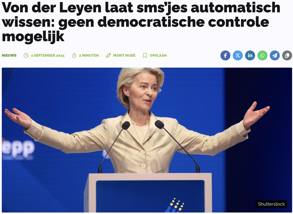 De ongekozen voorzitter van de Europese Commissie heeft lak aan transparantie en democratisch controle

Ondertussen bouwt de #EU voor u een digitale gevangenis zonder dat u daarom gevraagd heeft, zonder privacy en zonder inspraak:

🔹 Digital Services Act = Censuurwet
🔹 Media