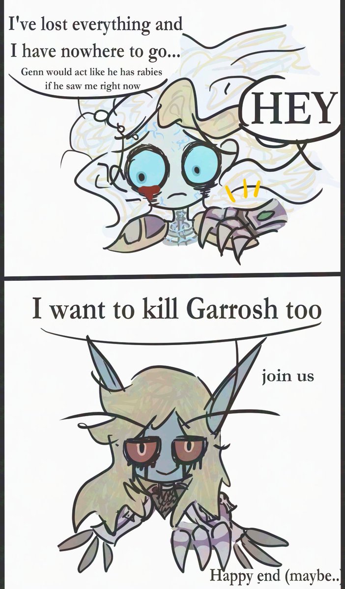 #jaina
#sylvaina
Banshee of Theramore

- In this AU, she doesn't survive the fall of Theramore, but becomes a banshee (don't get into details, it's probably due to the massive amount of mana infused into her, along with a mix of rage and sorrow).