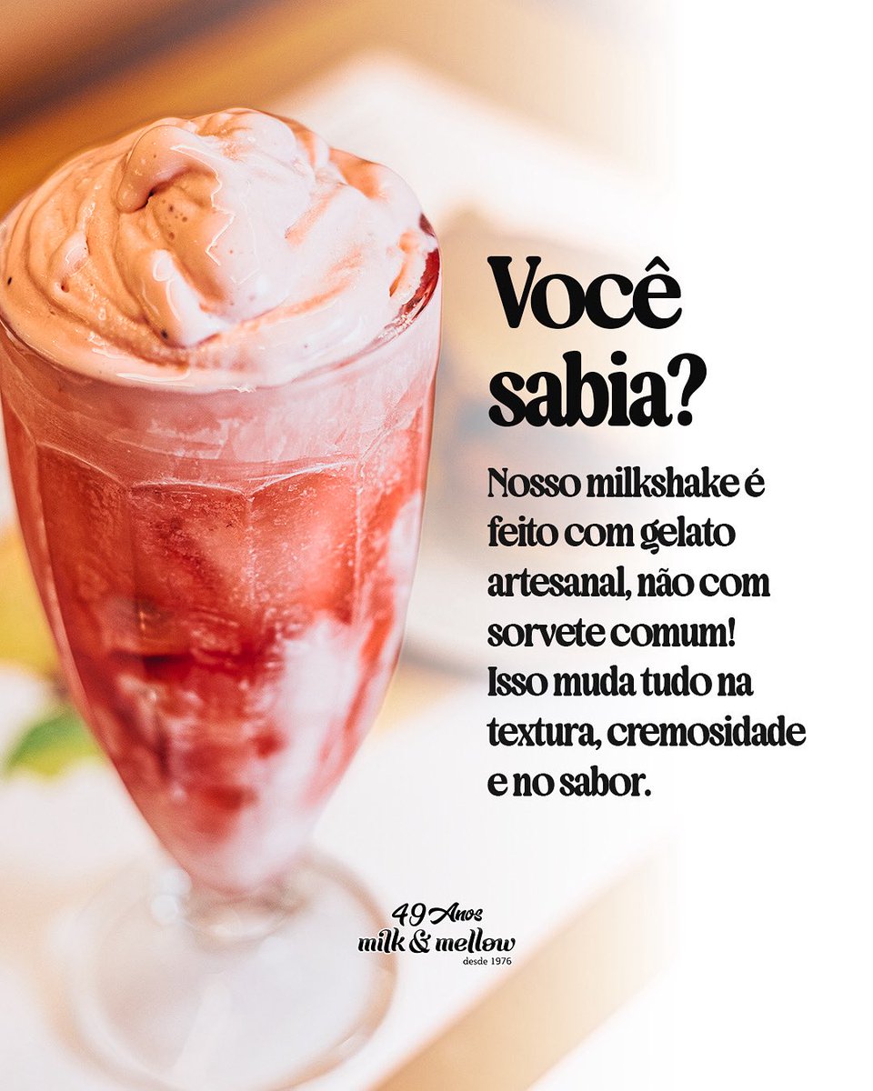 mellow_oficial's tweet photo. Milk Shake com 
hashtag
#gelato e não com sorvete. Isso muda tudo! Além de ser muito mais saudável, você também descobre um outro nível de sabor e cremosidade. Tem experiências que você só encontra na Milk &amp; Mellow 😉

No iFood ou na Av. Presidente Juscelino Kubitschek, 101 https://t.co/jBqjvmdP2l