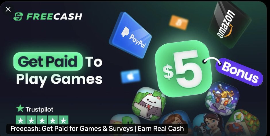 Sign Up at #FreeCash $5 for free! Sign up with link and make $$$ by playing games doing surveys and offers on freecash.com/r/1dcc74953e