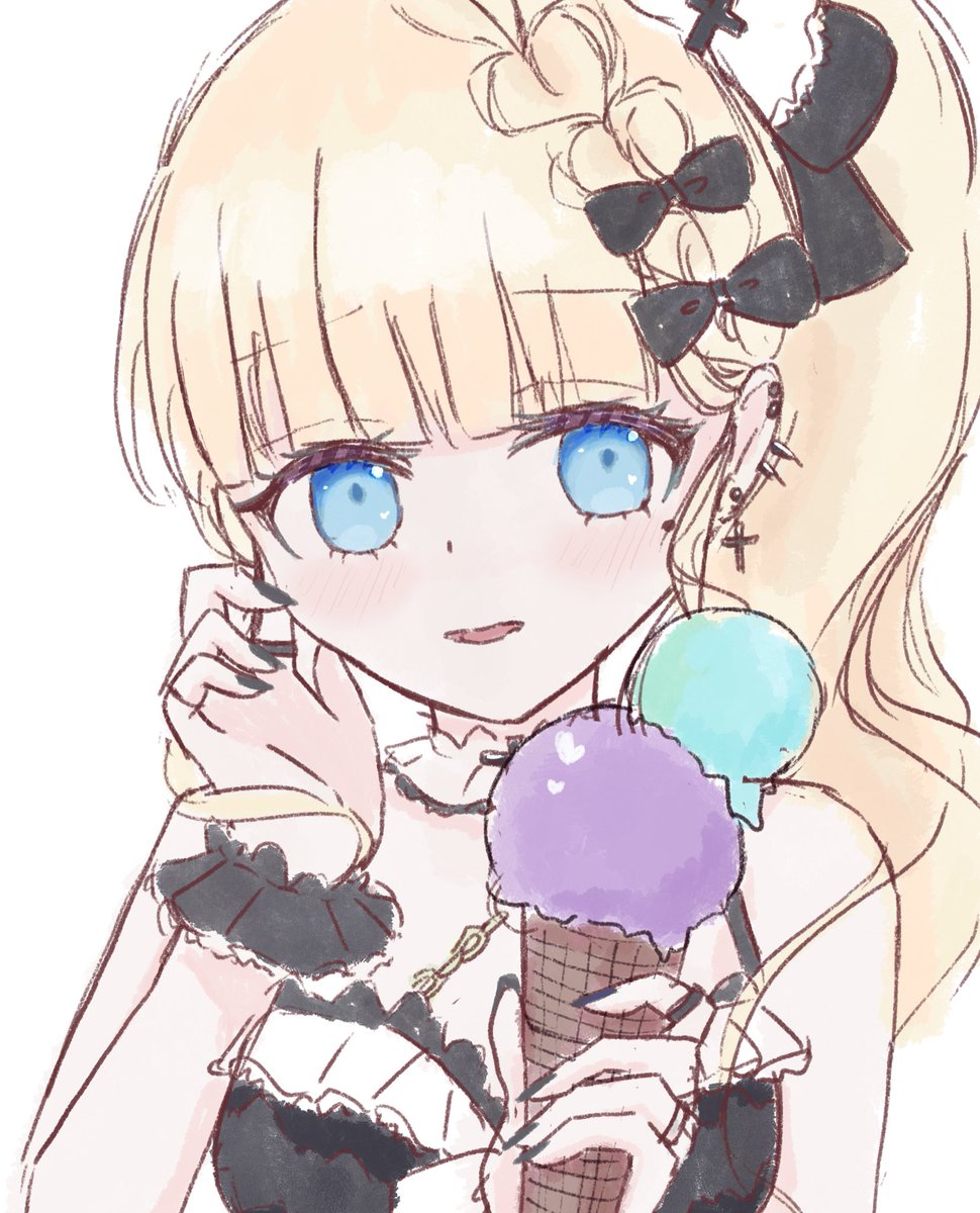 to_magical's tweet photo. 毎日おえかきチャレンジ4日目！

水着(概念)ミリアちゃんです
アイスの味はご想像にお任せしますっ

 #まのさば   #まのさば二次創作 https://t.co/BDAm3cWLtc