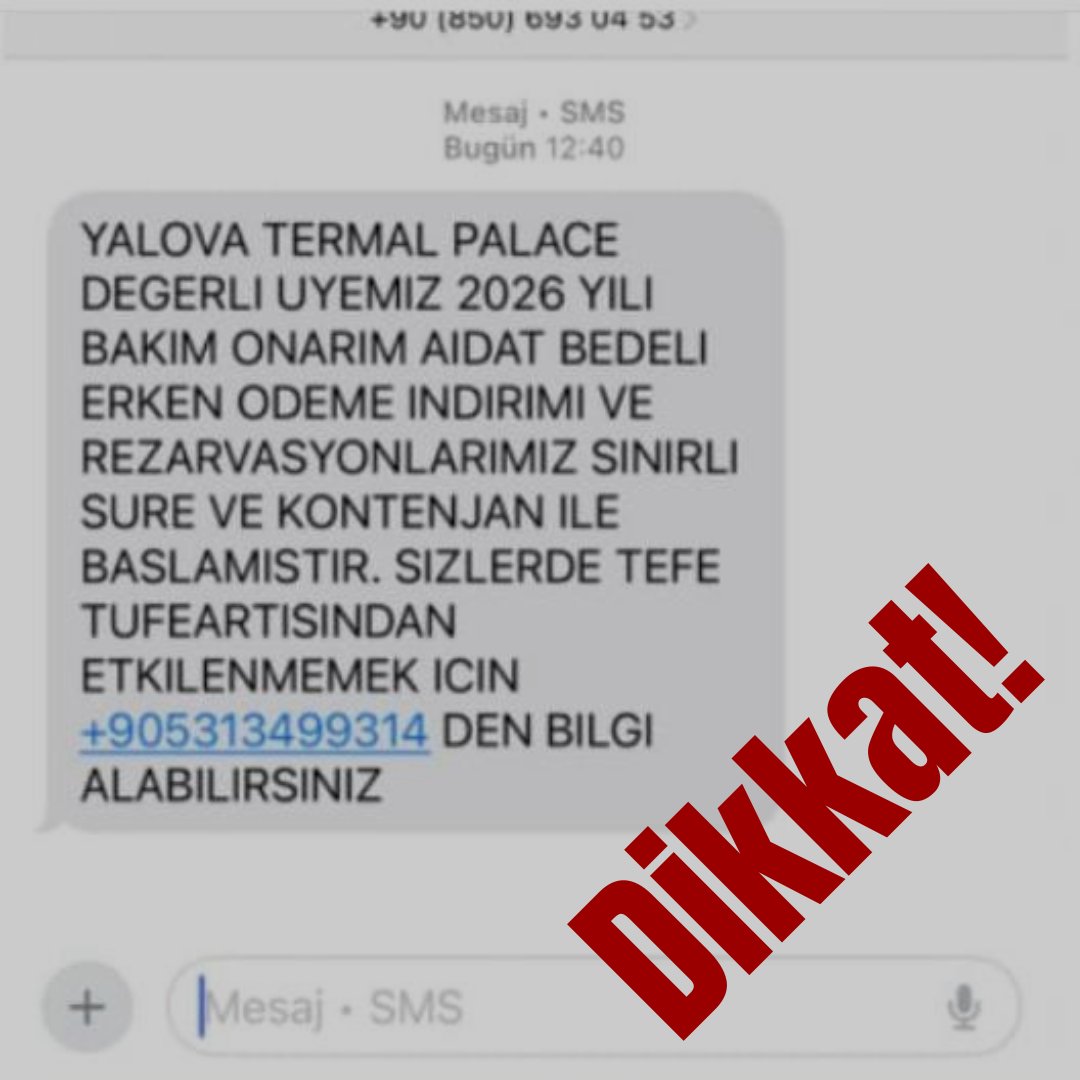 karaderiligroup's tweet photo. Dikkat!
Üyelerimize gönderildiği tespit edilen görseldeki mesaja lütfen itibar etmeyiniz.
Firmamızın tek müşteri hizmetleri numarası 0 (216) 970 36 42’dir. Bu numara dışında gelen arama ve mesajlara kesinlikle güvenmeyiniz. https://t.co/WFpT25lmSj