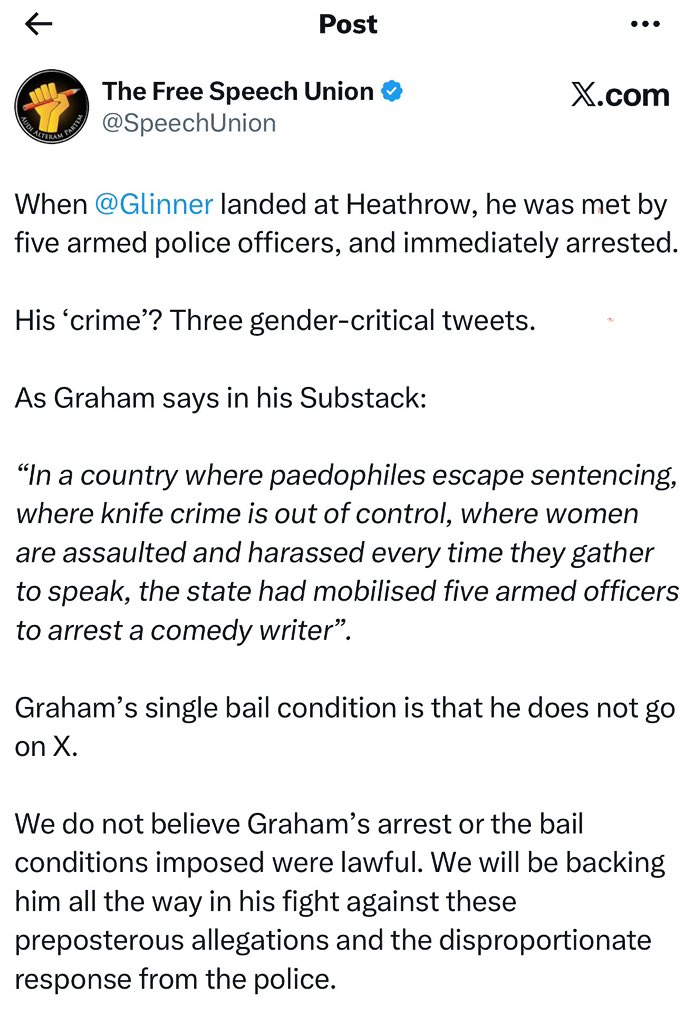 The UK is finished 

Starmer to Trump:

“we've had free speech for a very, very long time in the United Kingdom”

Also the UK👇🏻