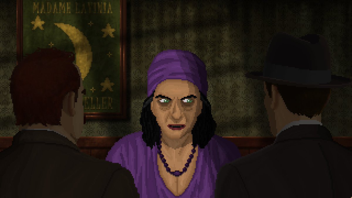postmodernadv's tweet photo. The three witches of Arkham: Mary Warren, Keziah Mason, and Abigail Revell. Lastly, the folklore expert Kurt Taylor, who will guide us in tracking them. https://t.co/yhNsS4qeFM