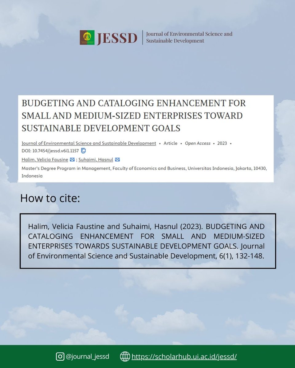 JournalJESSD's tweet image. This paper describes a business coaching activity for small and medium enterprises (SMEs)
in chemical and waste management industries.

#JESSD #EnvironmentalScience #SustainableDevelopmentGoal #Research