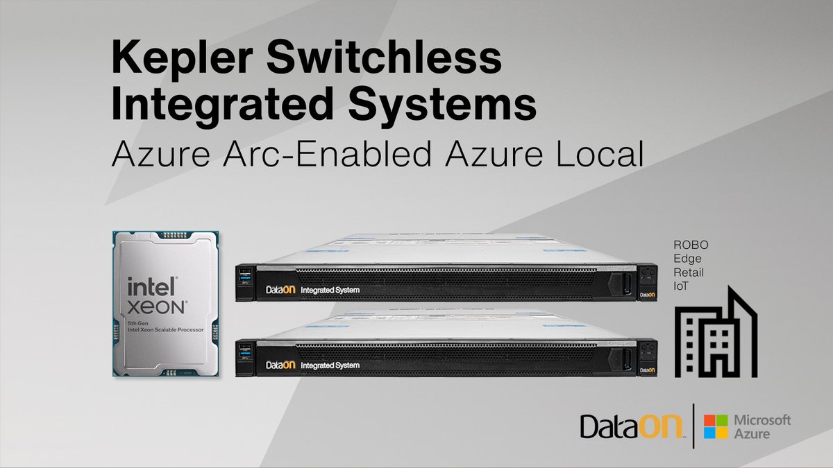 DataON Switchless Integrated Systems combine #AzureLocal, #AzureArc, and DataON servers powered by 5th Gen Intel® Xeon® for a complete &amp; integrated #hybridcloud solution. Our #Microsoft expertise &amp; white glove service &amp; support is the DataON difference. bit.ly/46h6FMU