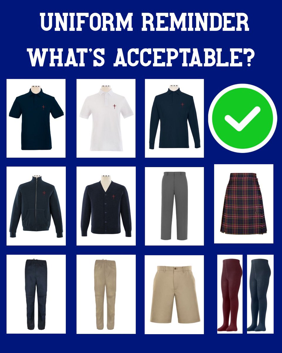 stcssSC's tweet image. Proper uniform is mandatory. Here’s a reminder of what’s acceptable and what’s unacceptable!