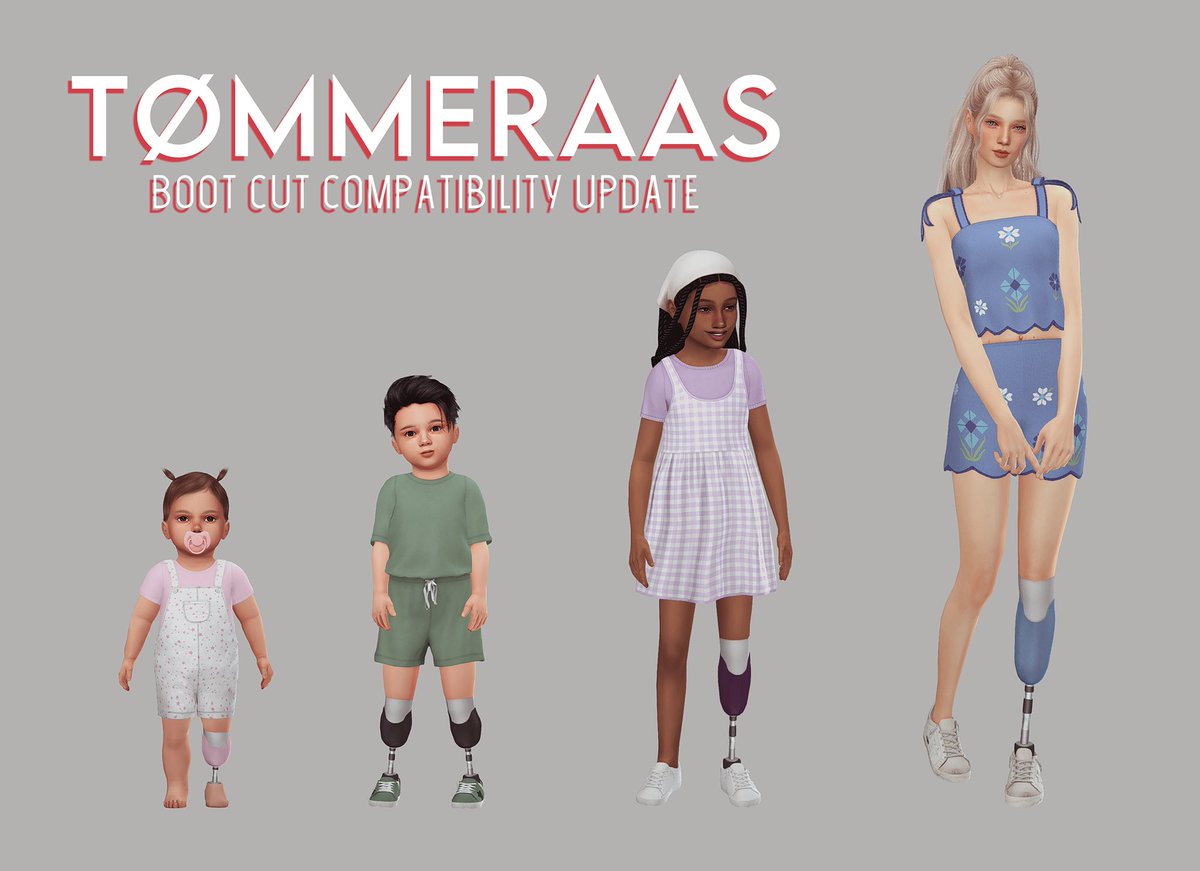 i have updated most of my cc to be compatible with my new prosthetic legs which will be coming out in a week or so. check it out if you want :)