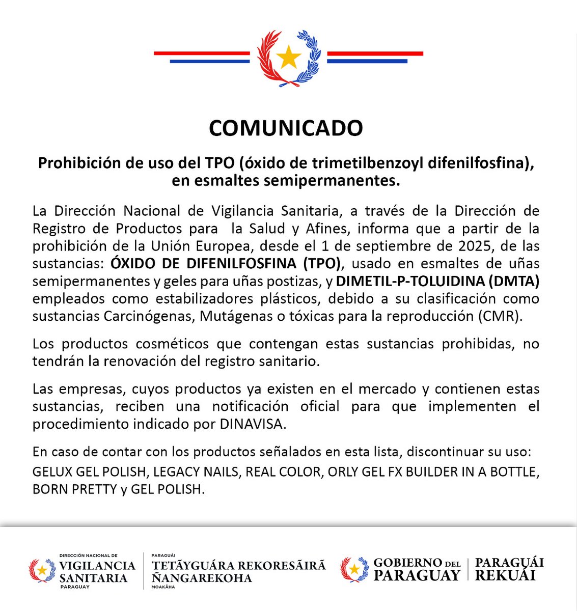 A la atención de usuarios de #DINAVISApy  y la ciudadanía en general.