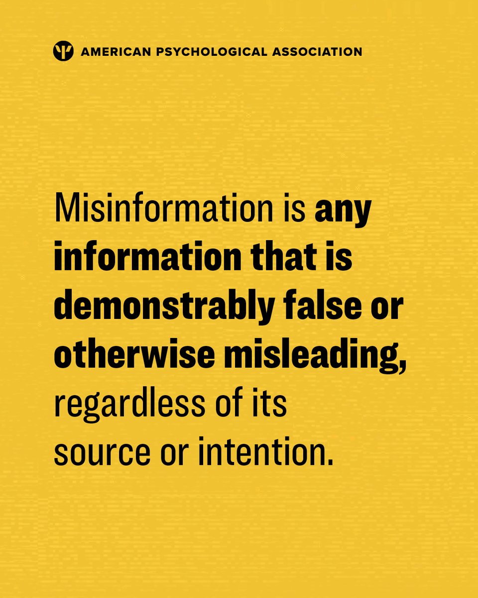 The fight against #misinformation is ongoing. 

Explore our science-backed “Mind Over Misinformation” interactive modules and learn how to protect yourself, share your knowledge with others, and stay vigilant in the face of evolving tactics. 

Get started: at.apa.org/misinfo